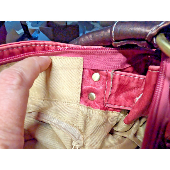 J & E New York Handbag Multi-Colored Stripes Soft Leather Metallic Handle - Picture 4 of 10